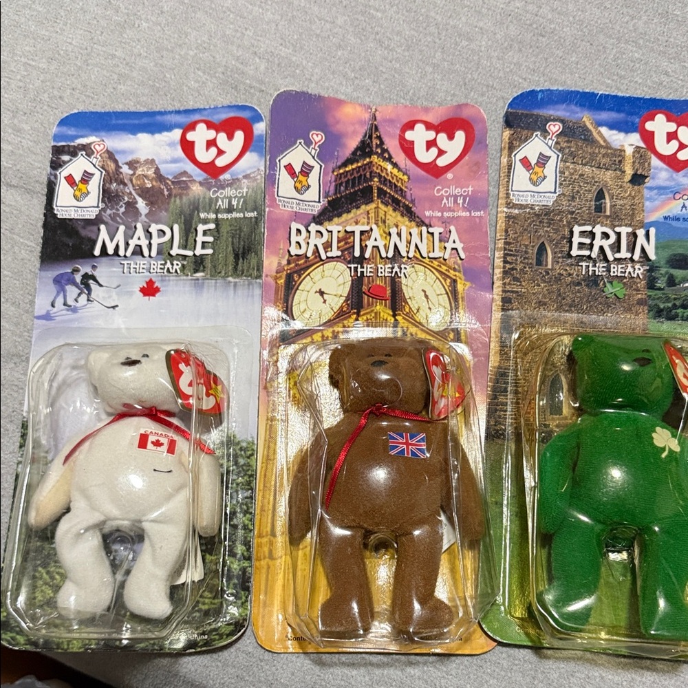 Ty Beanie Babies Maple Britannia Erin Bears Set